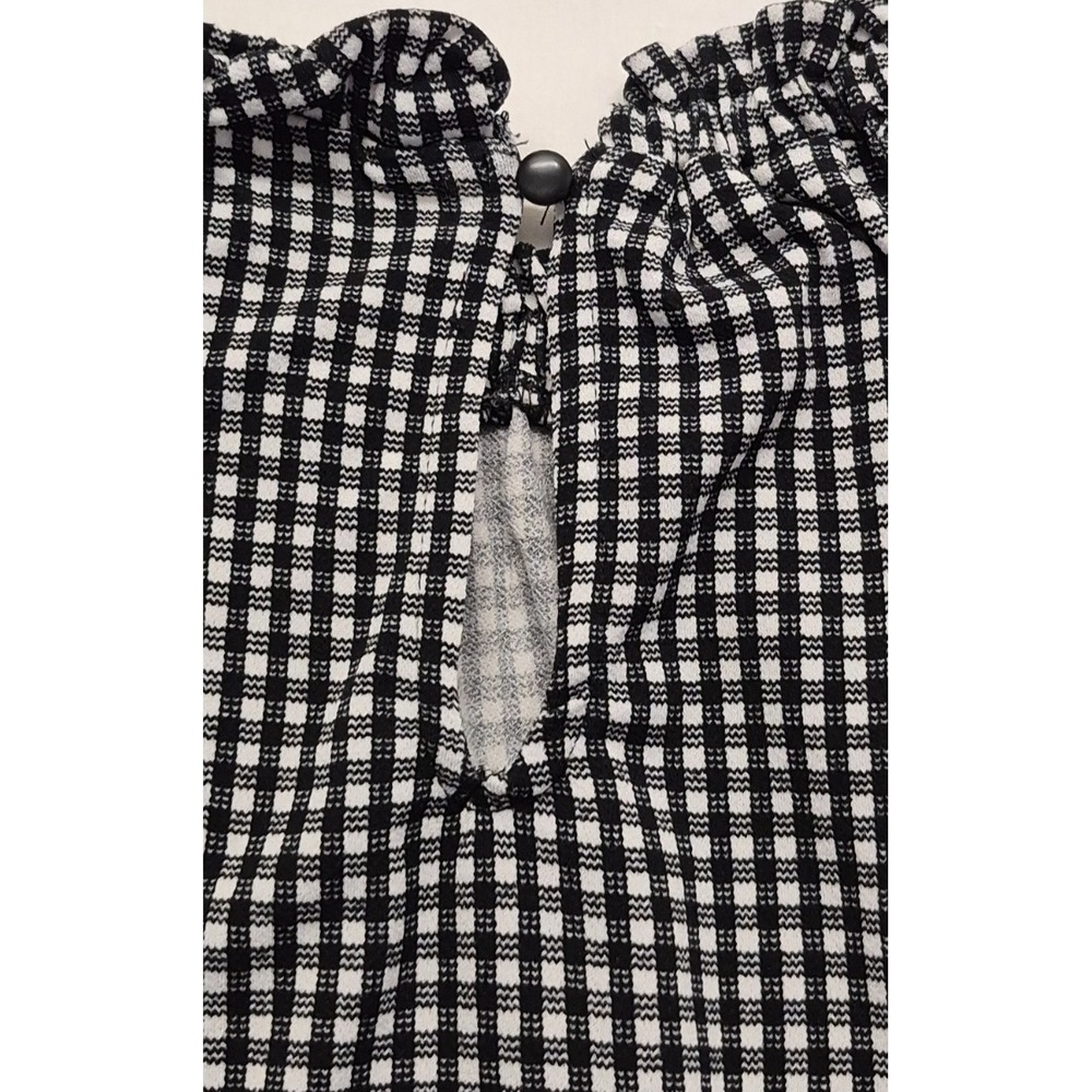Adrianna Papell women black/white check Halter-Top Shirt Med. keyhole high neck - Picture 8 of 15